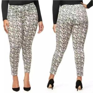 Good American Women Plus 22 Good Legs High-Waist Skinny Jeans‎ Snake Print NWT